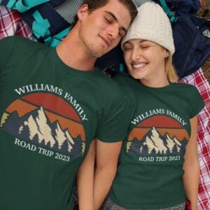 custom_family_reunion_road_trip_mountain_sunset_t_shirt-r_v45ia4_500.jpg Custom Family Reunion Road Trip Mountain Sunset T-Shirt