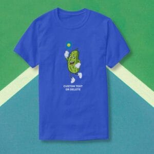 funny_pickle_playing_pickleball_custom_text_t_shirt-r_v4n9e8_500.jpg Funny Pickle Playing Pickleball Custom Text T-Shirt