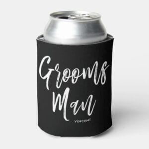 Groomsmen | Script Style Custom Wedding Can Cooler