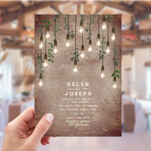 vintage lightbulbs rustic brick botanical wedding invitation r v4n5a0 1000.jpg